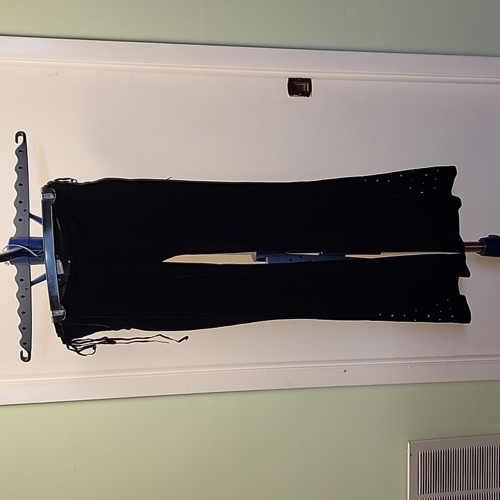 Black velvet flair pants